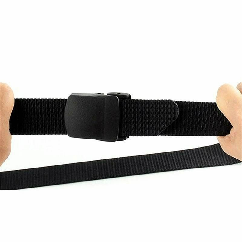 Canvas Web Belt Tactical Nylon Outdoor Waistband Mens Non Metal Buckle - Khaki