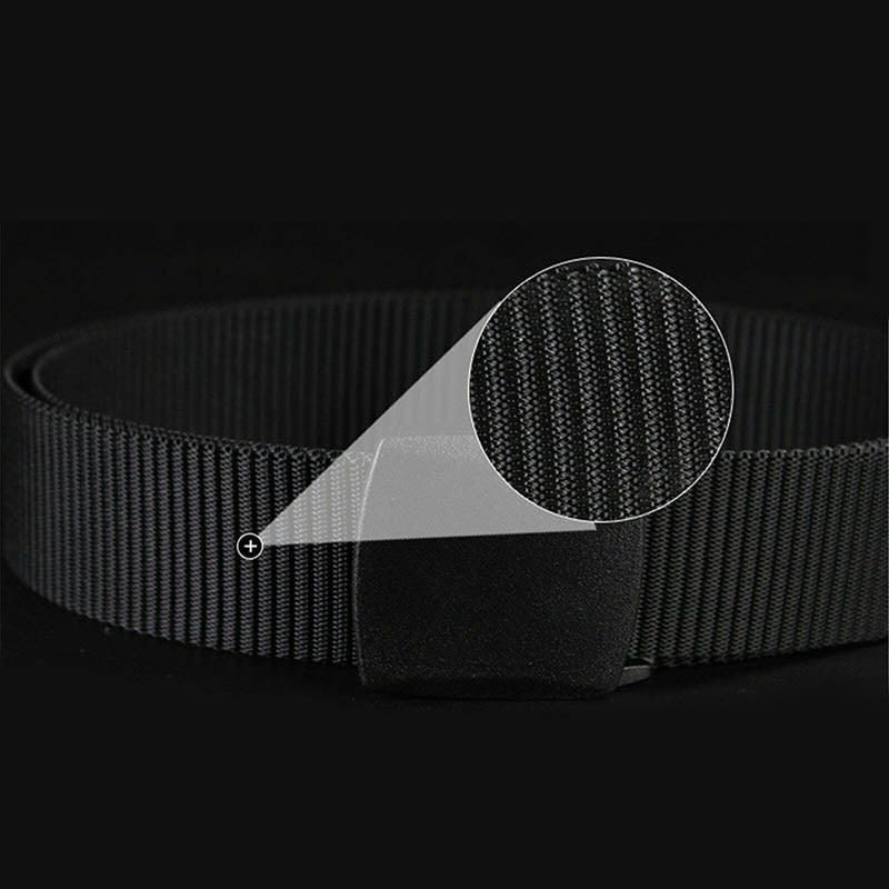 Canvas Web Belt Tactical Nylon Outdoor Waistband Mens Non Metal Buckle - Khaki