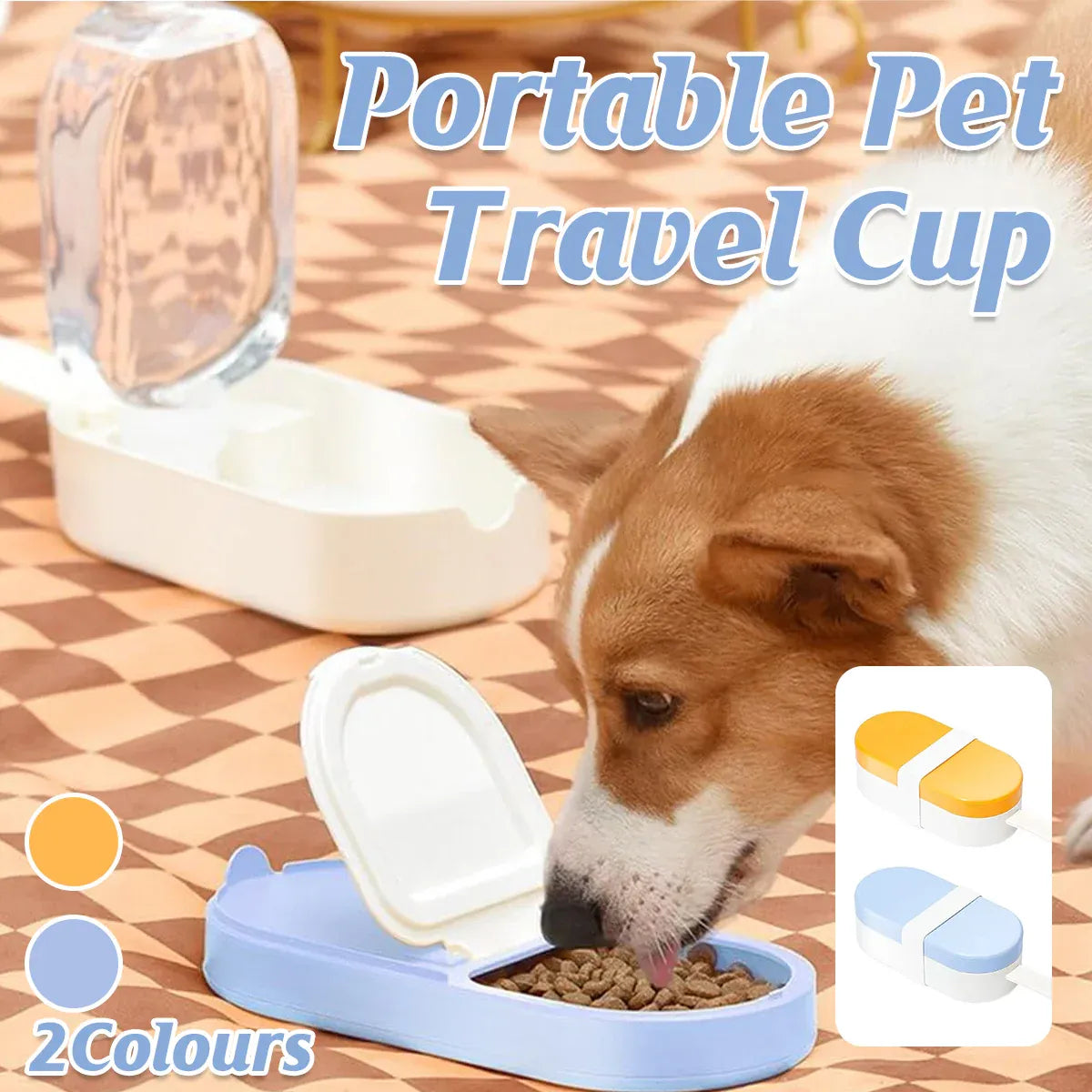 Pet Travel Water Food Cup for Dog Walking Leakproof Portable Lightweight Outdoor - Orange