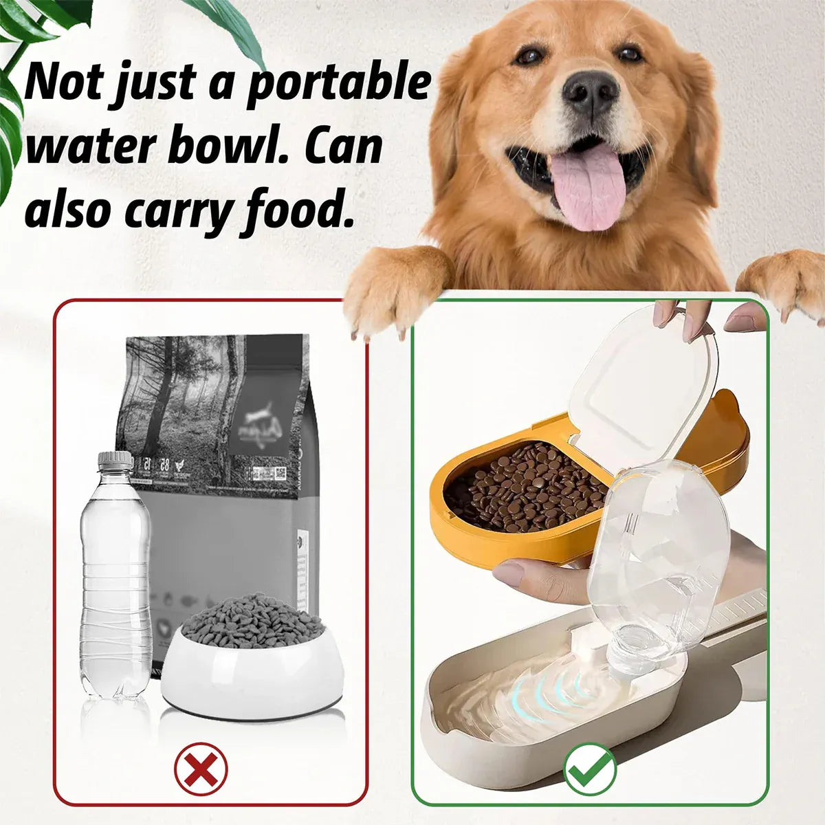 Pet Travel Water Food Cup for Dog Walking Leakproof Portable Lightweight Outdoor - Orange