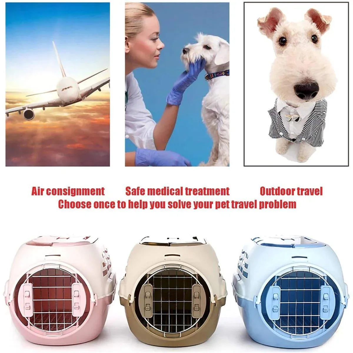 Dog and Cat Carrier Large Space Removable Sunroof Air Carrier for Pet Travel - Brown
