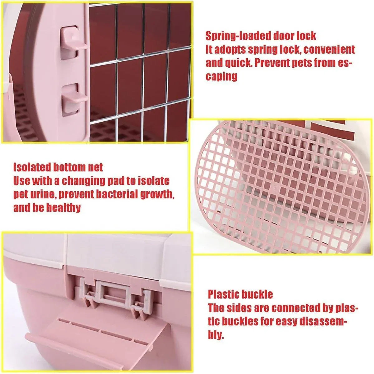 Dog and Cat Carrier Large Space Removable Sunroof Air Carrier for Pet Travel - Pink