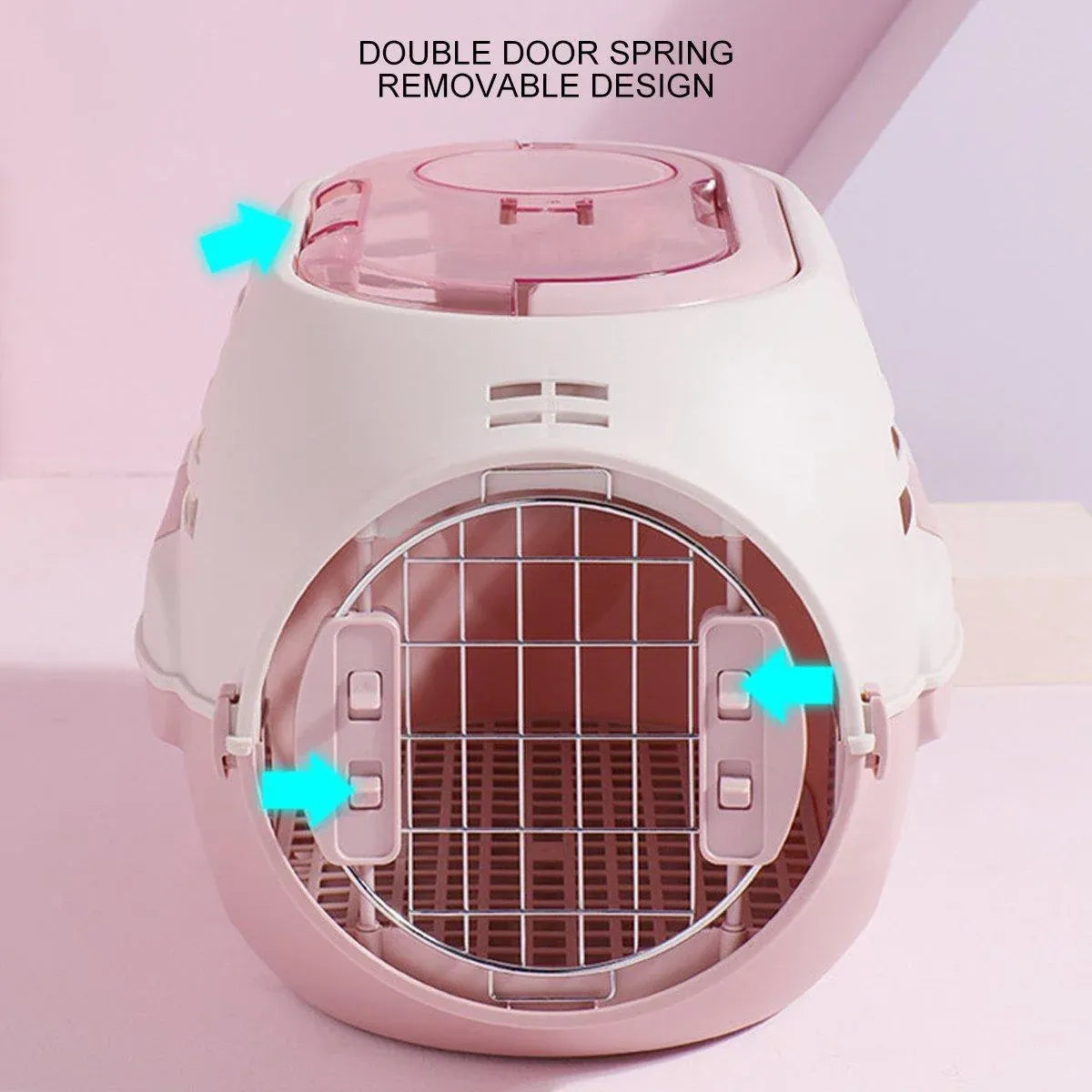 Dog and Cat Carrier Large Space Removable Sunroof Air Carrier for Pet Travel - Pink
