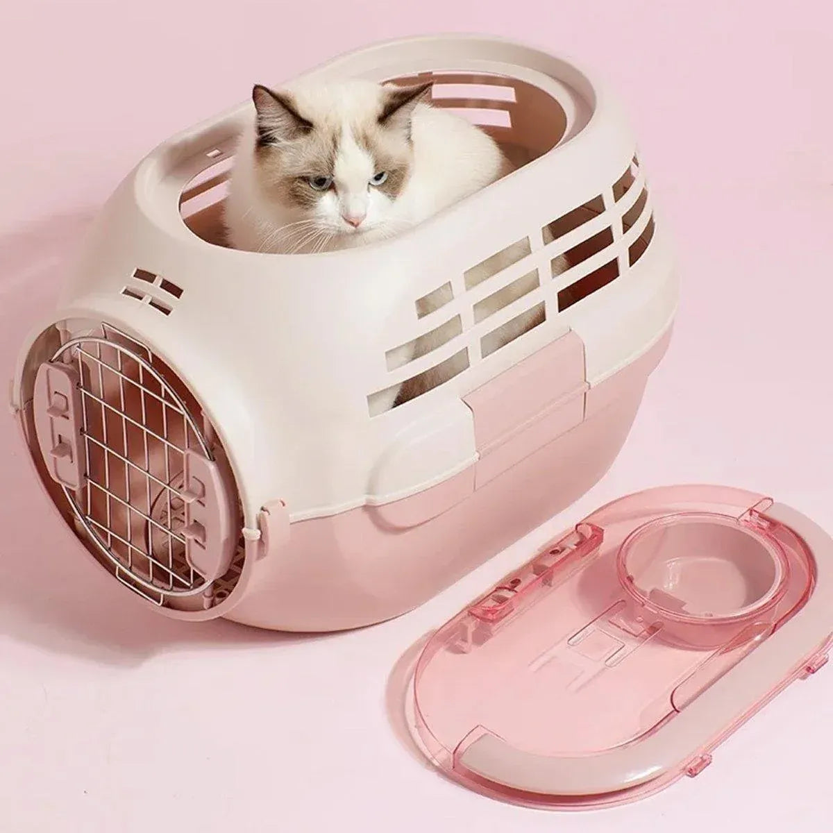Dog and Cat Carrier Large Space Removable Sunroof Air Carrier for Pet Travel - Pink