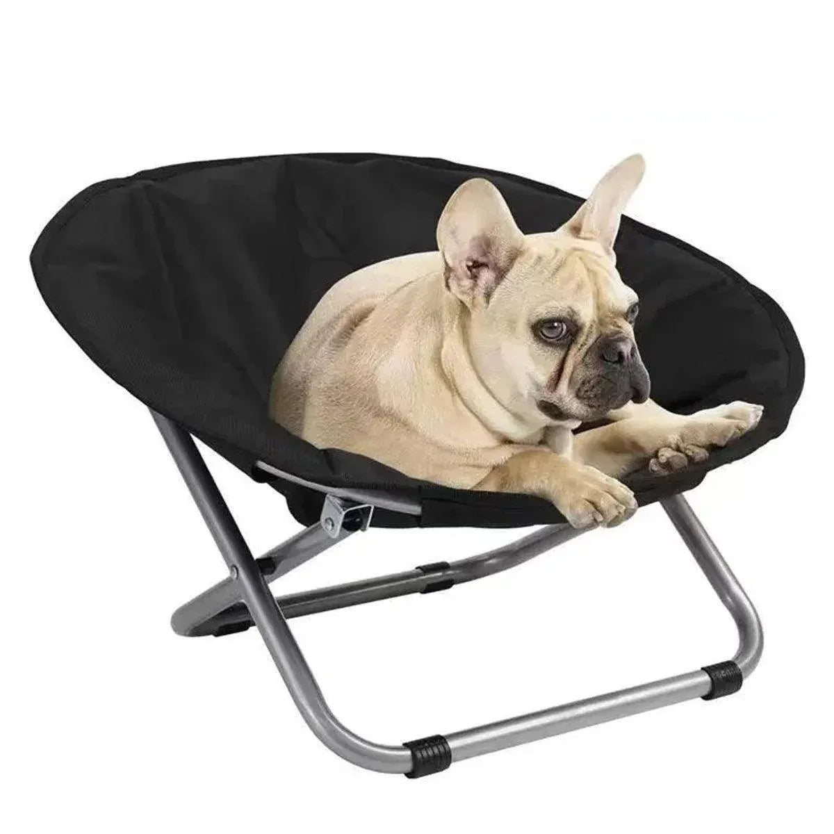 Folding Pet Bed Chair Portable Round Dog Bed Cat Bed Cushion for Pets Indoor Use - Black