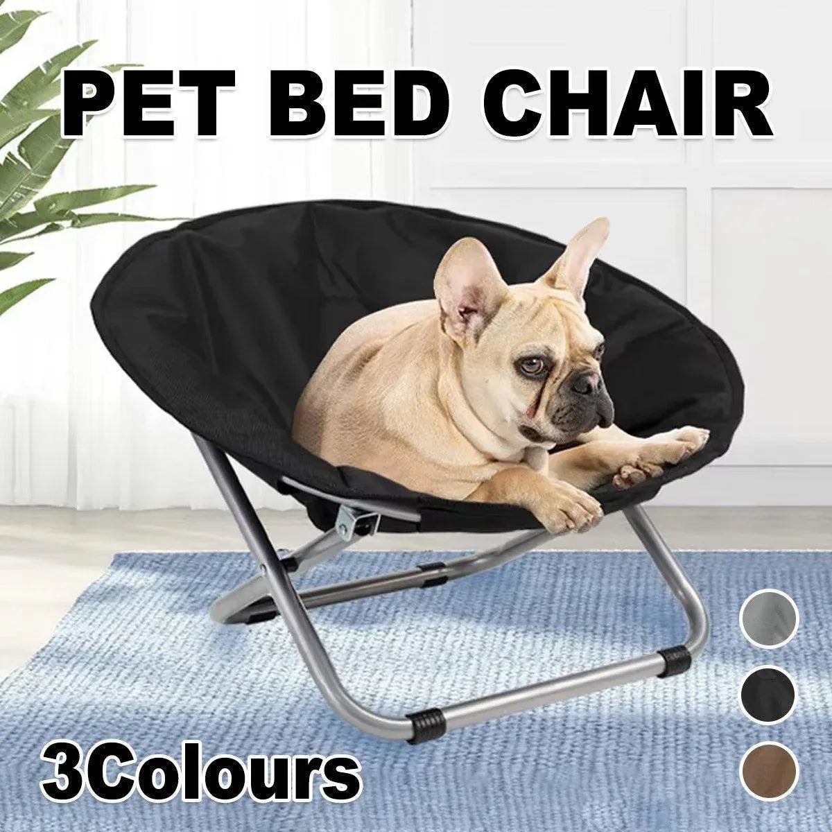 Folding Pet Bed Chair Portable Round Dog Bed Cat Bed Cushion for Pets Indoor Use - Coffee
