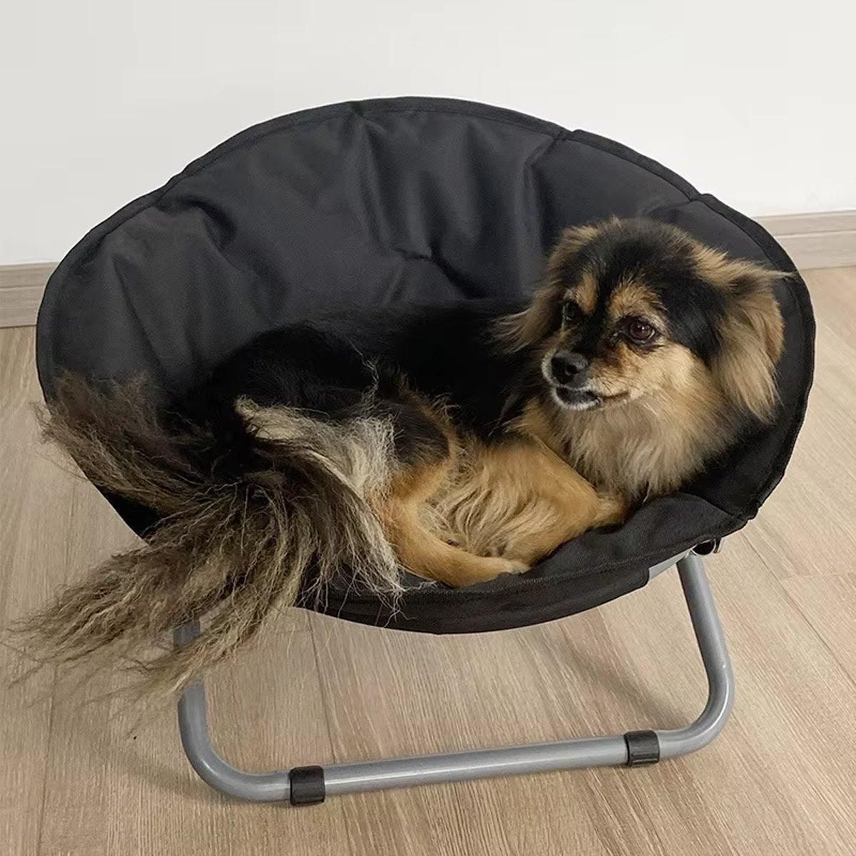 Folding Pet Bed Chair Portable Round Dog Bed Cat Bed Cushion for Pets Indoor Use - Coffee