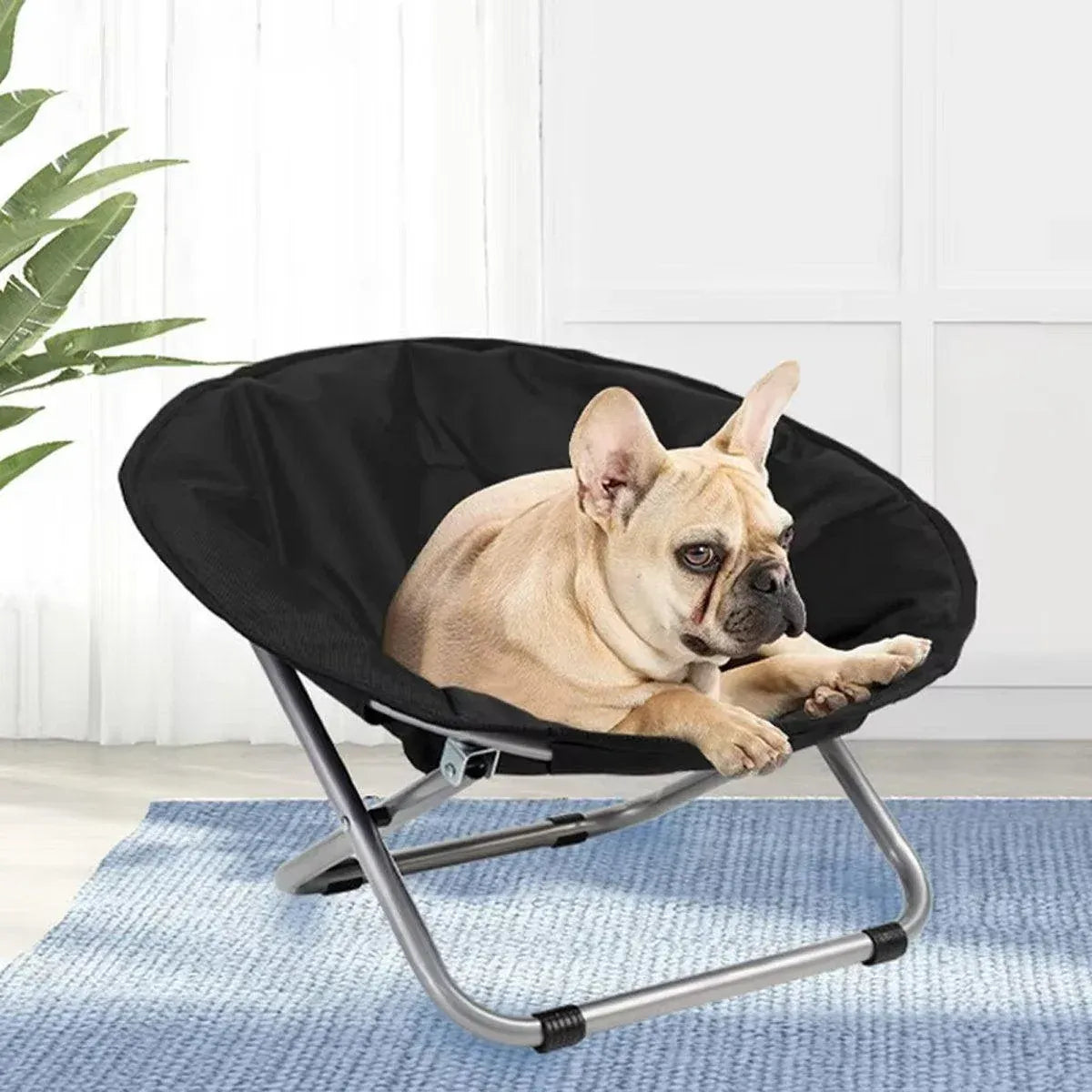 Folding Pet Bed Chair Portable Round Dog Bed Cat Bed Cushion for Pets Indoor Use - Coffee
