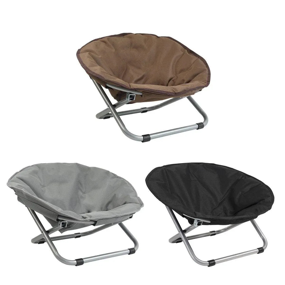 Folding Pet Bed Chair Portable Round Dog Bed Cat Bed Cushion for Pets Indoor Use - Grey