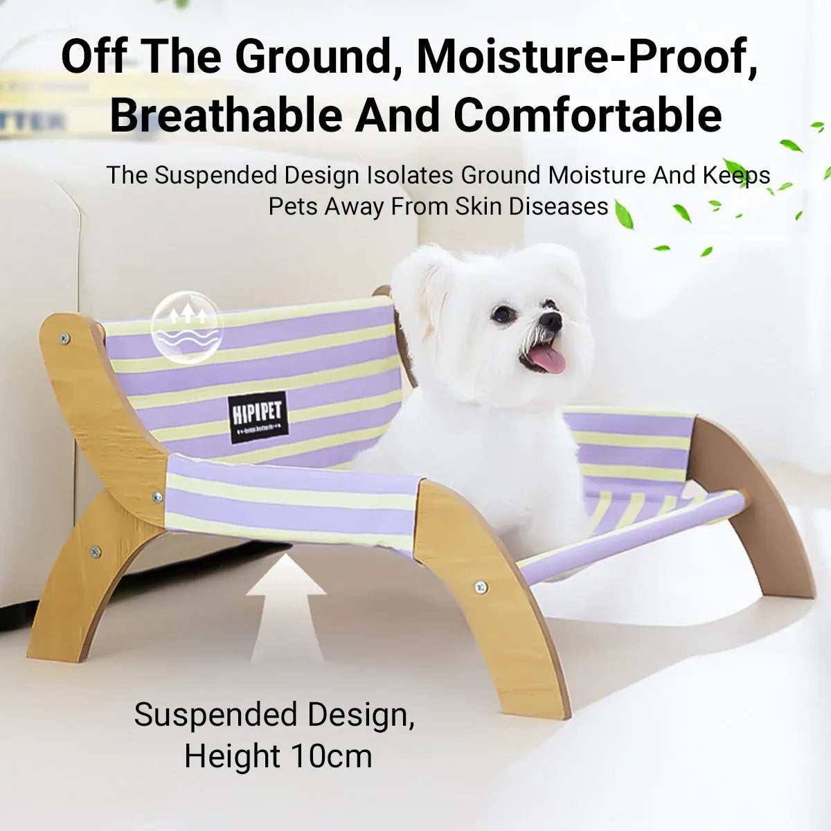 Pet Striped Lounge Bed Pet Nest Soft Cushion Washable Anti Slip Comfortable - Purple