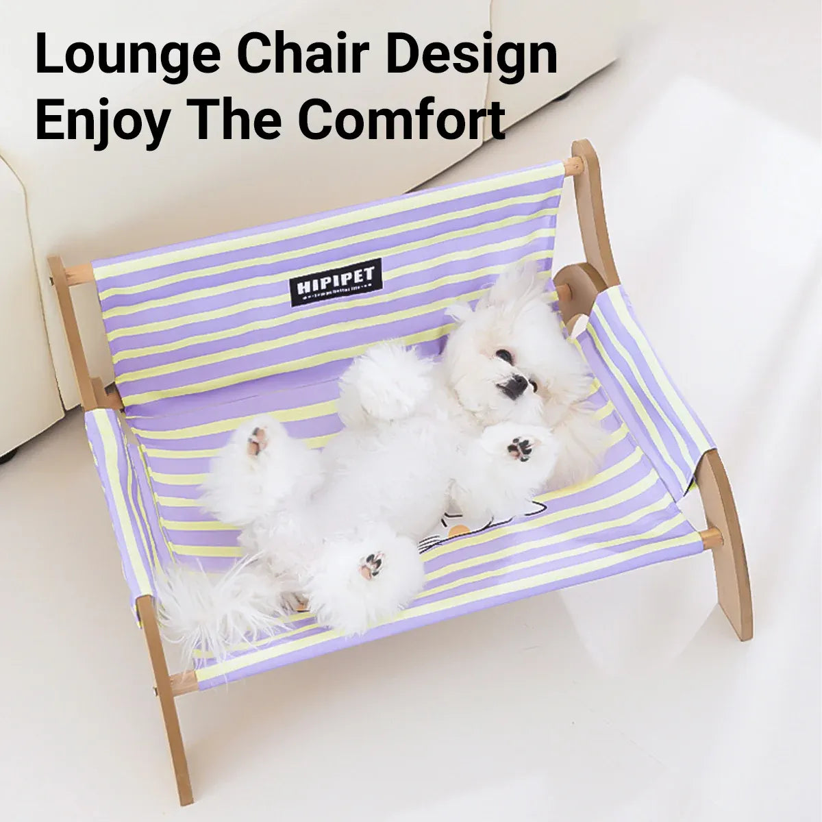 Pet Striped Lounge Bed Pet Nest Soft Cushion Washable Anti Slip Comfortable - Purple