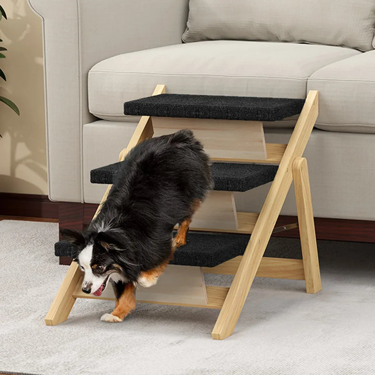 Outdoor Indoor Portable Wooden Pet Stairs Dog Cat Climbing Ladder Non Slip Play