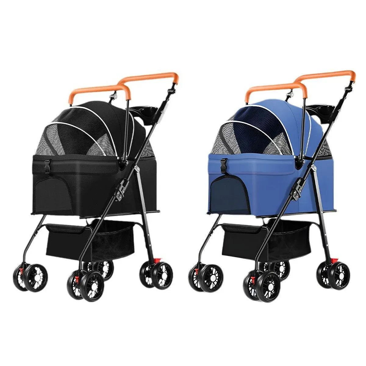 Foldable 2 in 1 Pet Stroller for Outdoor Travel Outing Lightweight Pet Carrier - Black