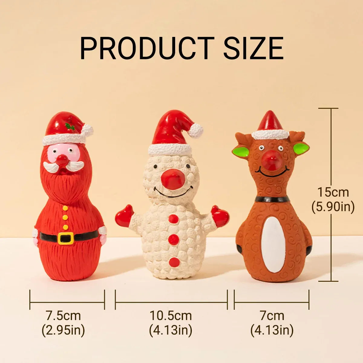 Christmas Dog Toys Set Santa Reindeer Snowman Latex Pet Squeaker Toys Multicolor - Brown