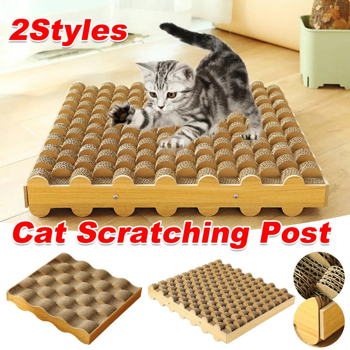 Cat Entertainment Corrugated Scratching Board Cat Toy Anti Scratch Durable - Upgraded Model