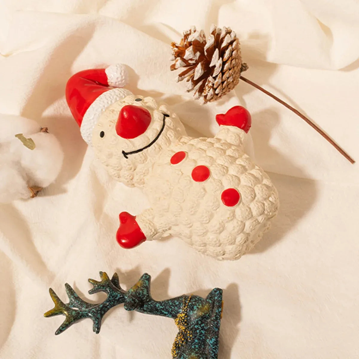 Christmas Dog Toys Set Santa Reindeer Snowman Latex Pet Squeaker Toys Multicolor - White