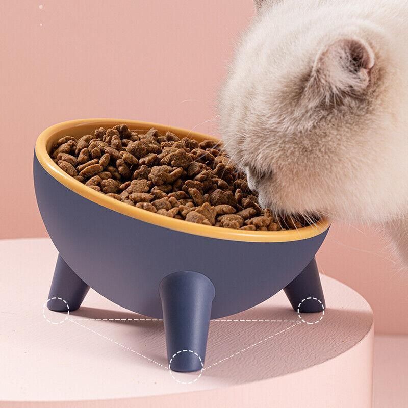 Raised Cat Bowl Pet Feeder Pet Bowl Elevated Dog Bowls 15Â° Tilted Pet Water Bowl - Rock Yellow