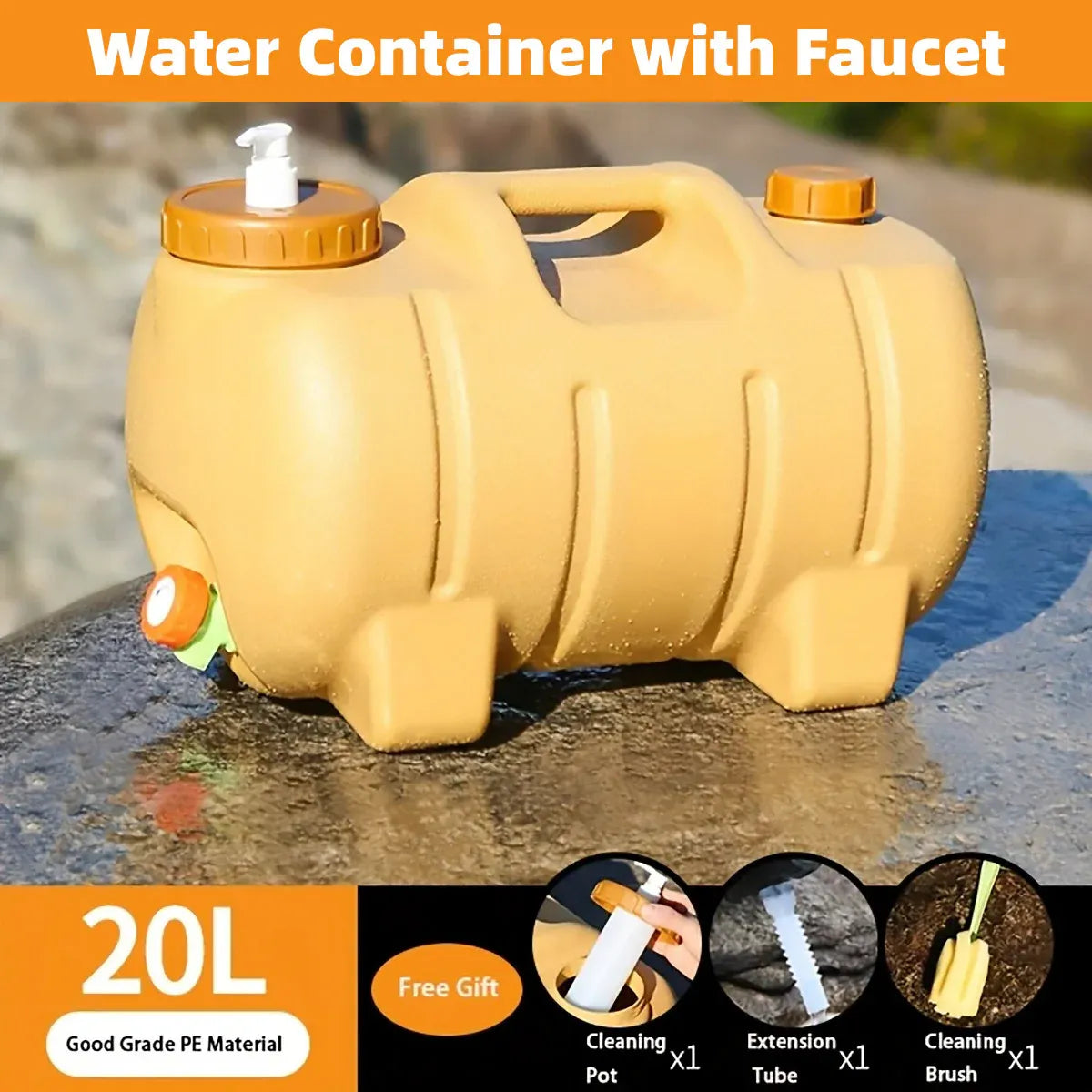 Portable Outdoor Camping Water Storage Tank With Faucet For Car Hiking Travel