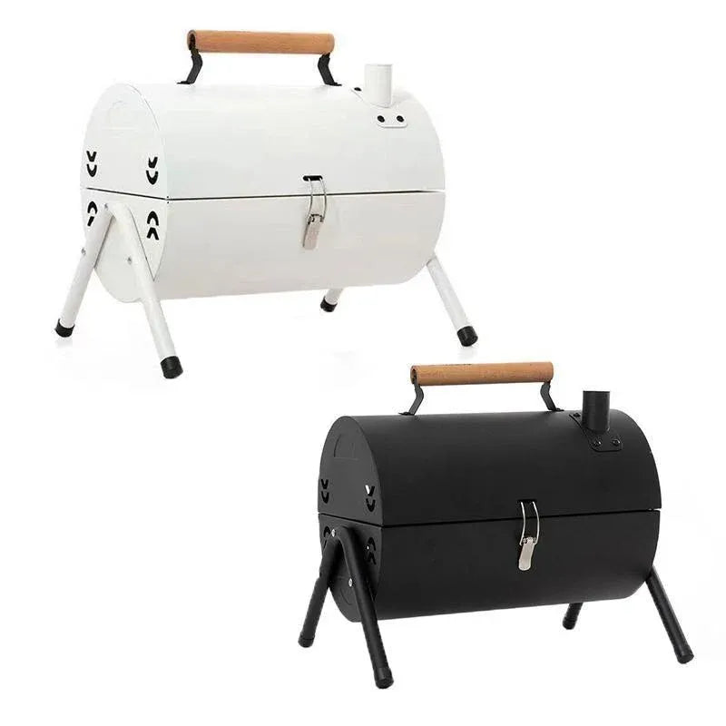 Grillz Charcoal BBQ Portable Grill Camping Barbecue Outdoor Cooking Smoker - Black