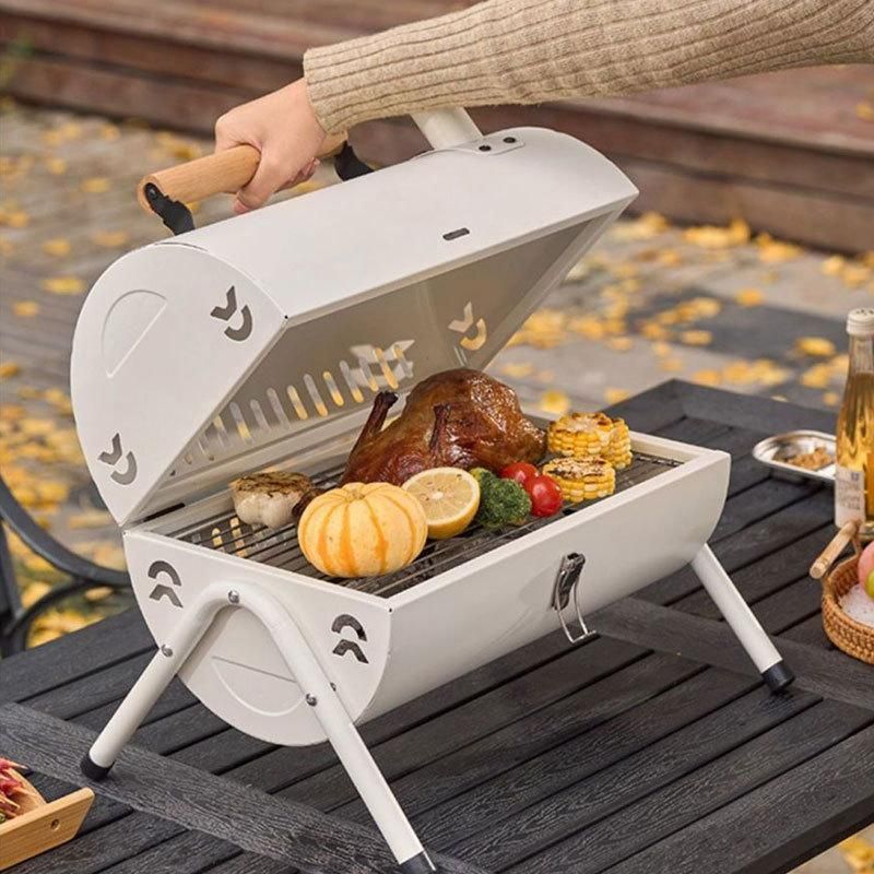 Grillz Charcoal BBQ Portable Grill Camping Barbecue Outdoor Cooking Smoker - Black
