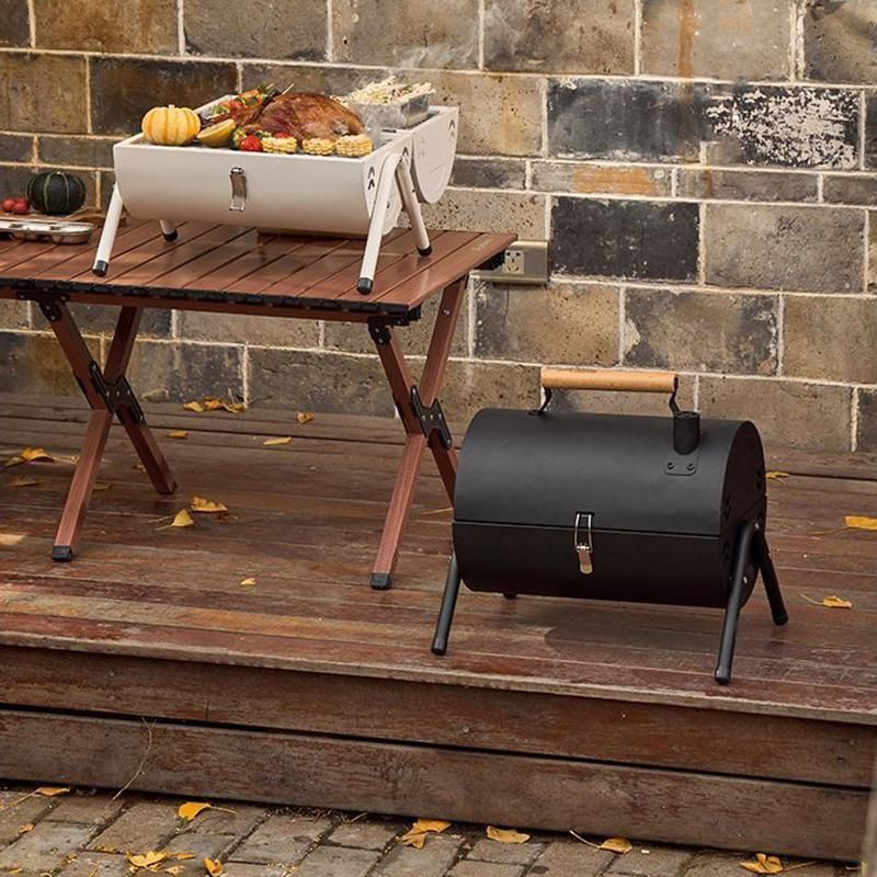 Grillz Charcoal BBQ Portable Grill Camping Barbecue Outdoor Cooking Smoker - Black