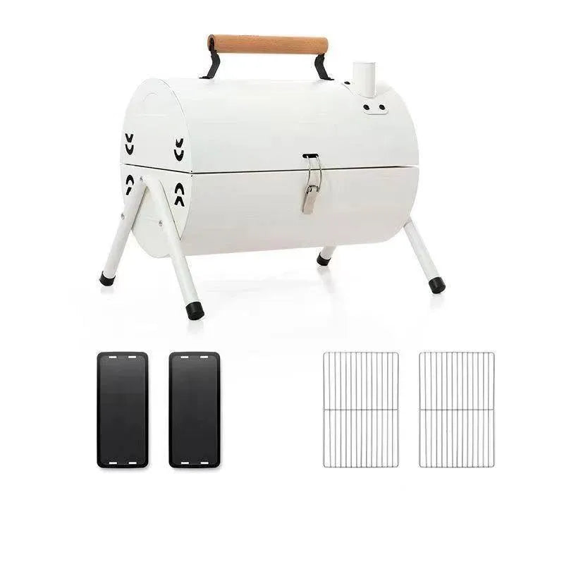 Grillz Charcoal BBQ Portable Grill Camping Barbecue Outdoor Cooking Smoker - Black