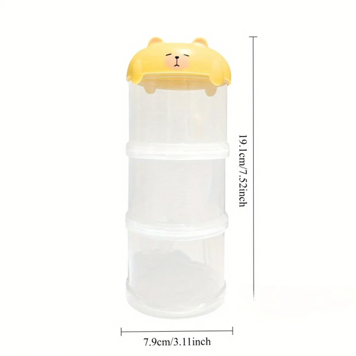3-Tier Portable Pet Food Storage Container - Stackable Snack Bucket Bear Lid - Yellow