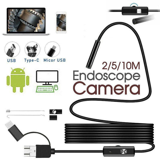 Waterproof Hd Endoscope Usb Type-C Borescope Inspection Snake Camera For Android - 10M