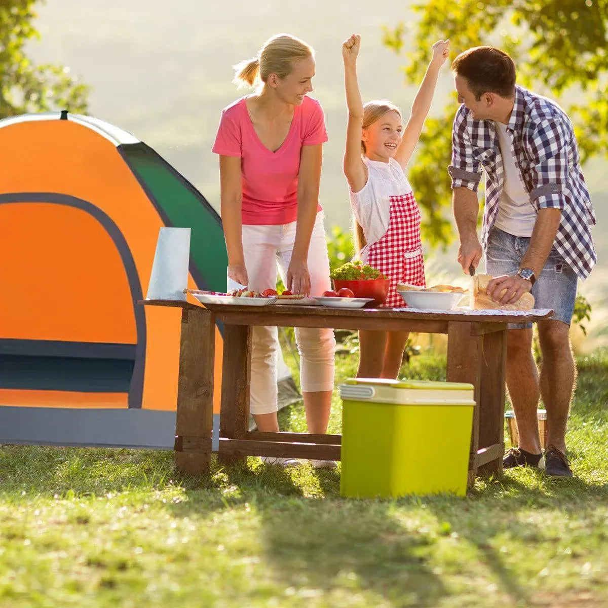 Outdoor Camping Tent Portable Sun Protection Lightweight Quick Setup Shelter - Orange 2-3 Person