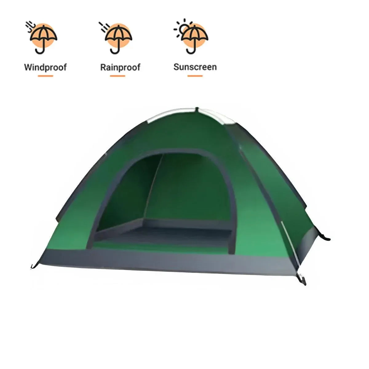 Outdoor Camping Tent Portable Sun Protection Lightweight Quick Setup Shelter - Orange 2-3 Person