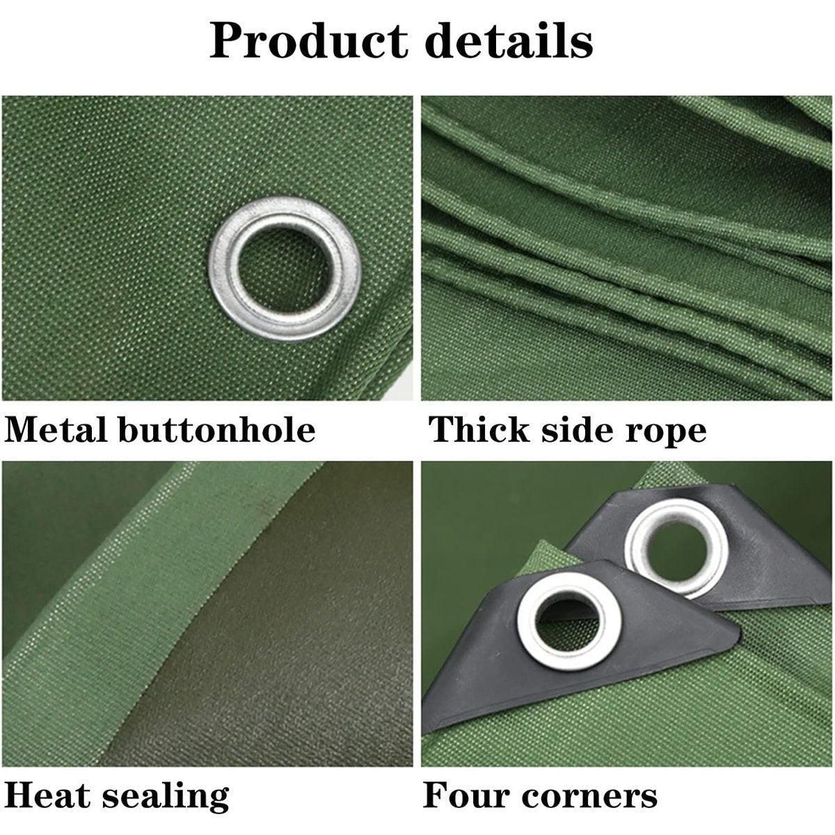 Heavy Duty Waterproof Canvas Tarp 200x400cm Army Green Sun Block Dustproof Cover