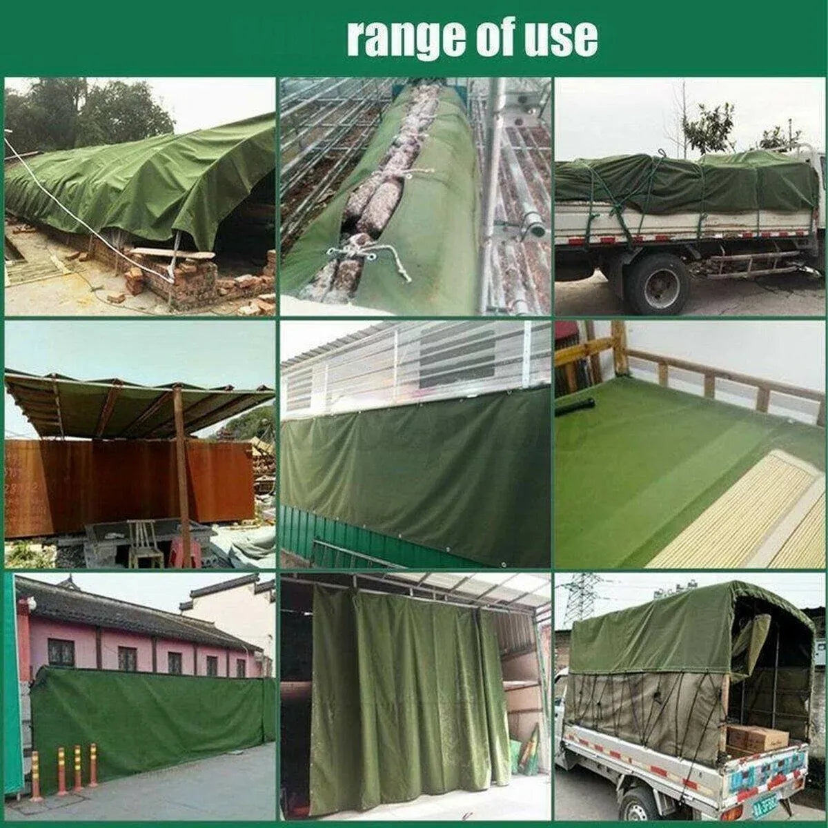 Heavy Duty Waterproof Canvas Tarp 200x400cm Army Green Sun Block Dustproof Cover