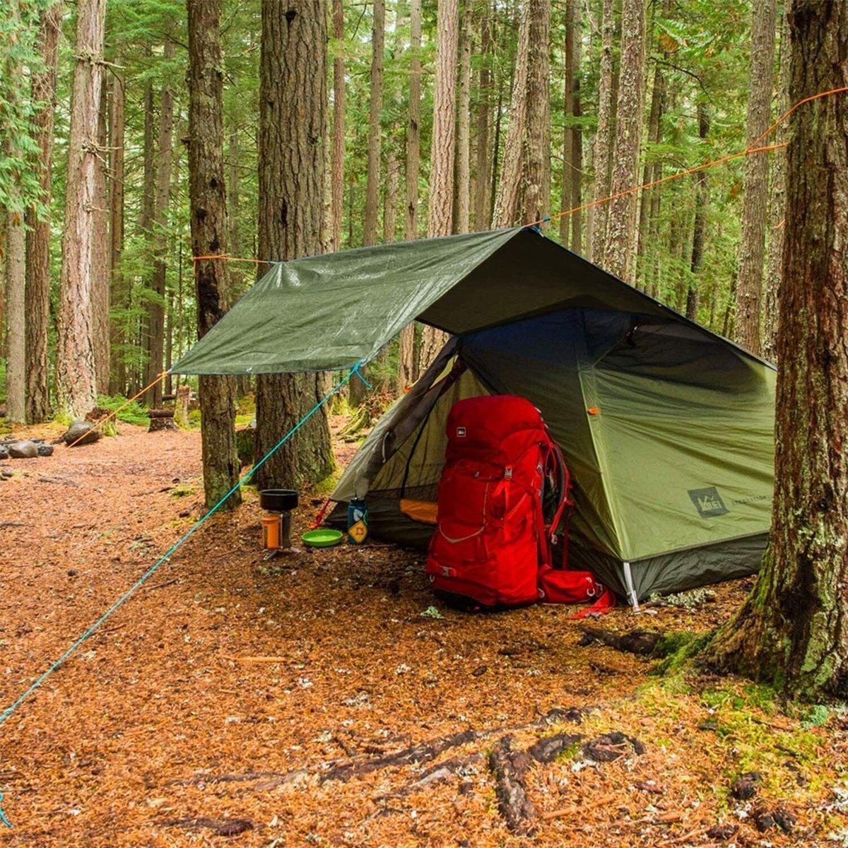 Heavy Duty Waterproof Canvas Tarp 200x400cm Army Green Sun Block Dustproof Cover