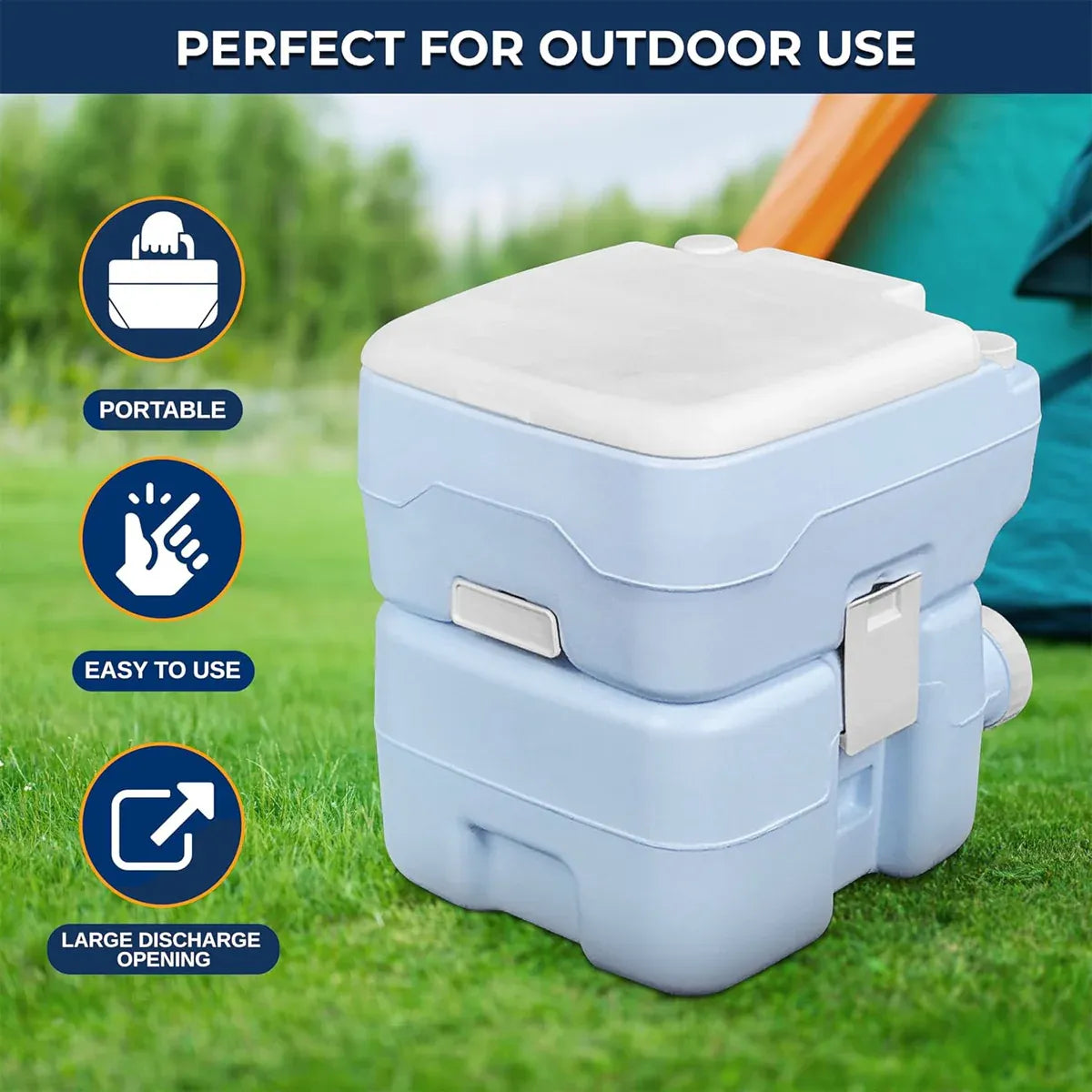 20L Portable Toilet Camping Toilet for Hiking RV Trips Emergency Potty Seat