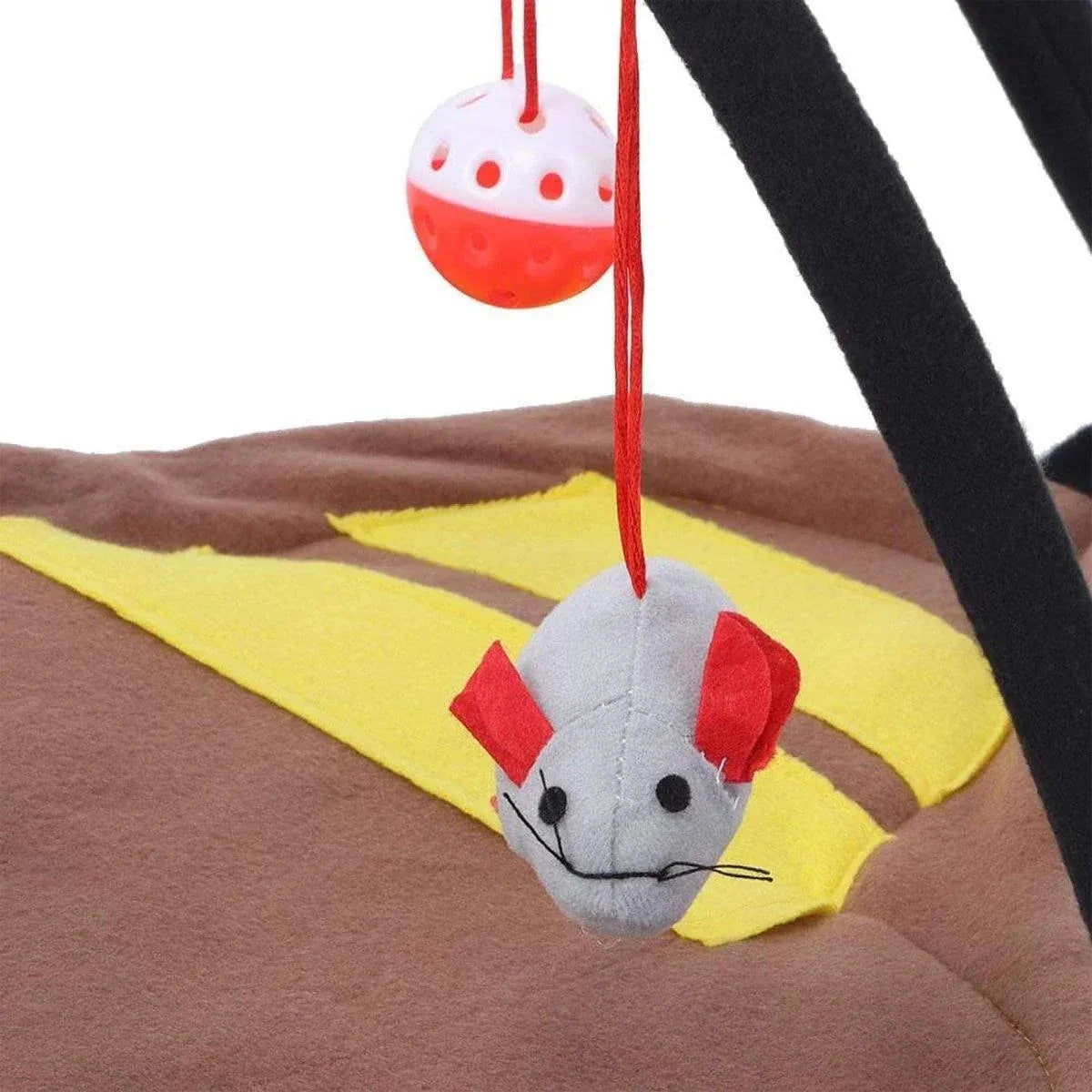 Breathable Pet Hammock Cat Bed with Fun Cartoon Bell Toy Cat Tent Supplies - Blue Polka Dots