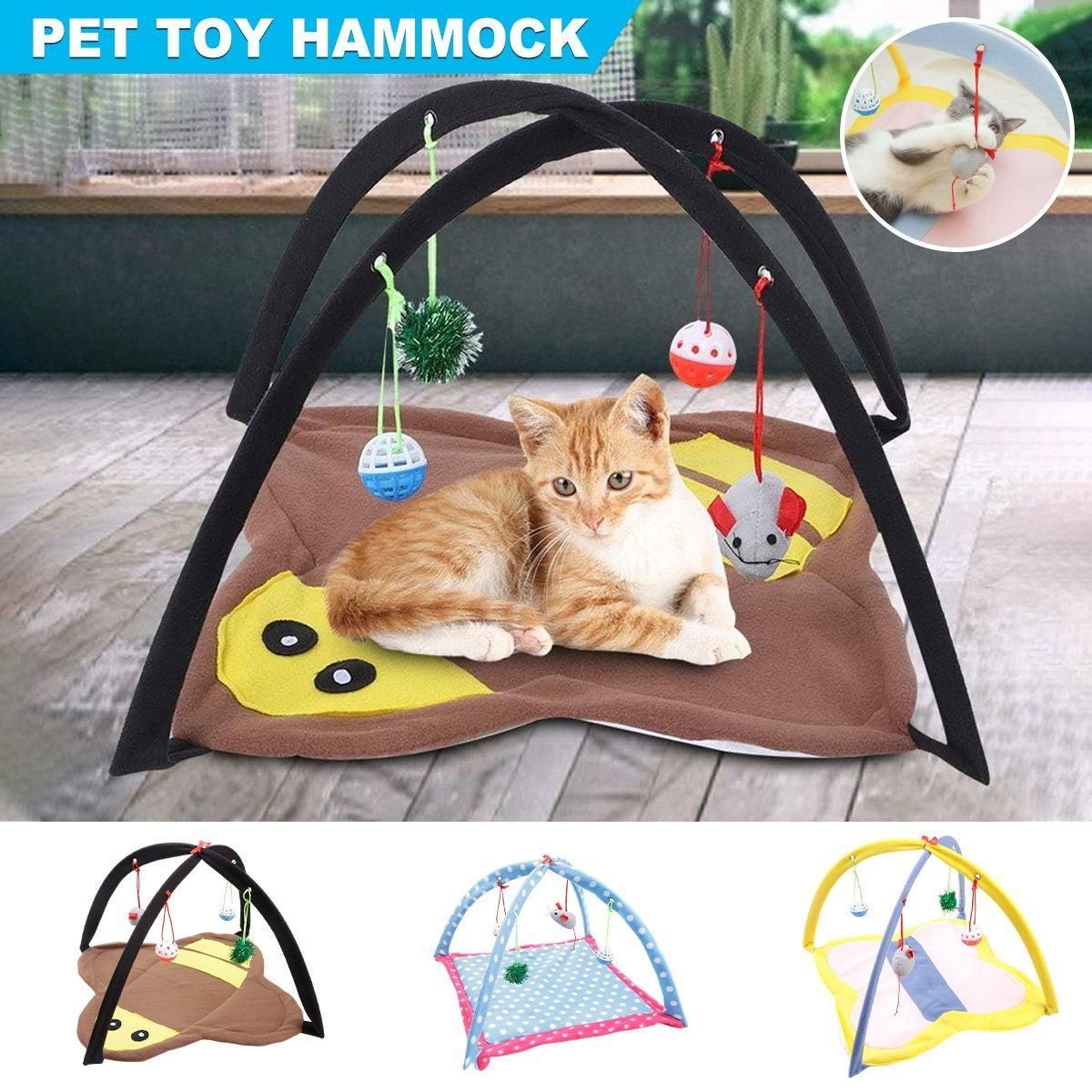 Breathable Pet Hammock Cat Bed with Fun Cartoon Bell Toy Cat Tent Supplies - Small Butterfly
