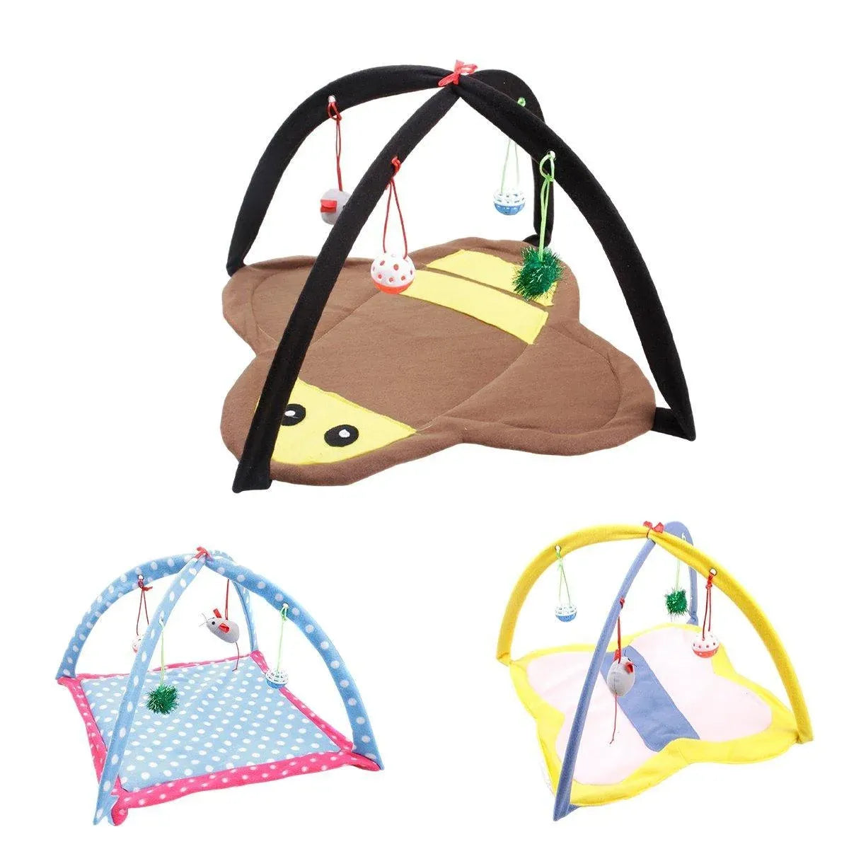 Breathable Pet Hammock Cat Bed with Fun Cartoon Bell Toy Cat Tent Supplies - Small Butterfly