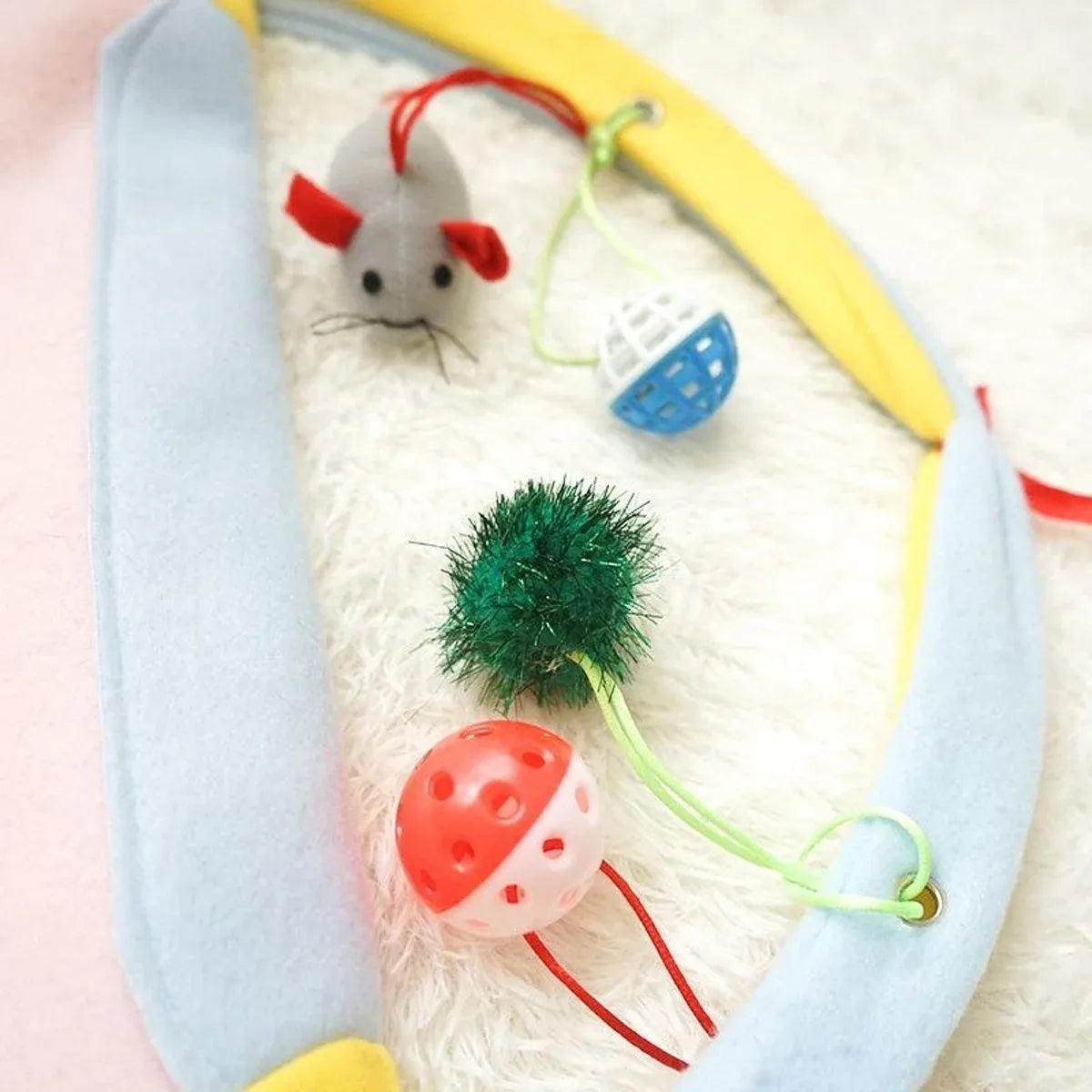 Breathable Pet Hammock Cat Bed with Fun Cartoon Bell Toy Cat Tent Supplies - Small Butterfly