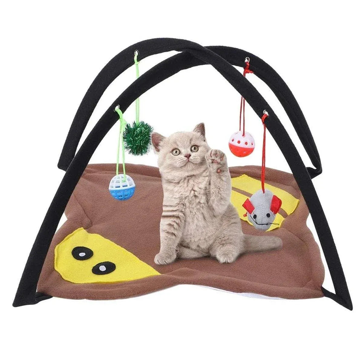 Breathable Pet Hammock Cat Bed with Fun Cartoon Bell Toy Cat Tent Supplies - Little Bee