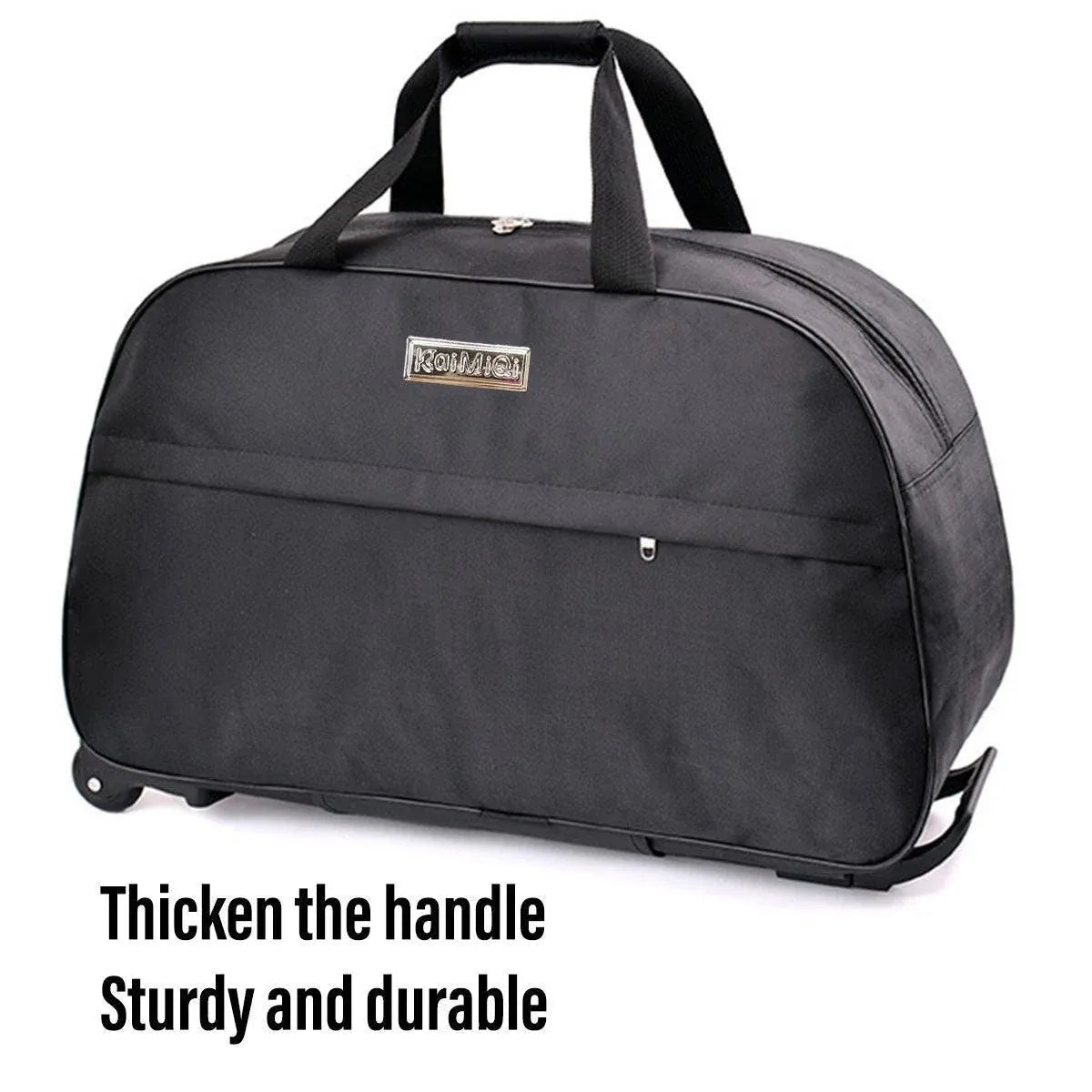 Wheeled Travel Duffle Trolley Bag Carry On Rolling Luggage Suitcase Tote Durable - Black-24in