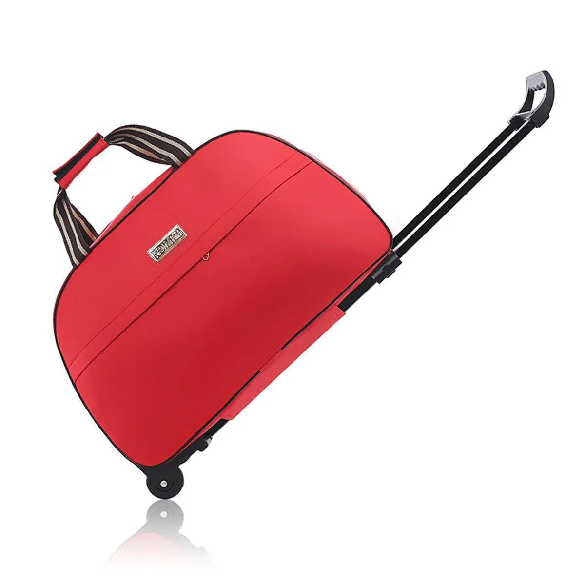 Wheeled Travel Duffle Trolley Bag Carry On Rolling Luggage Suitcase Tote Durable - Red-24in