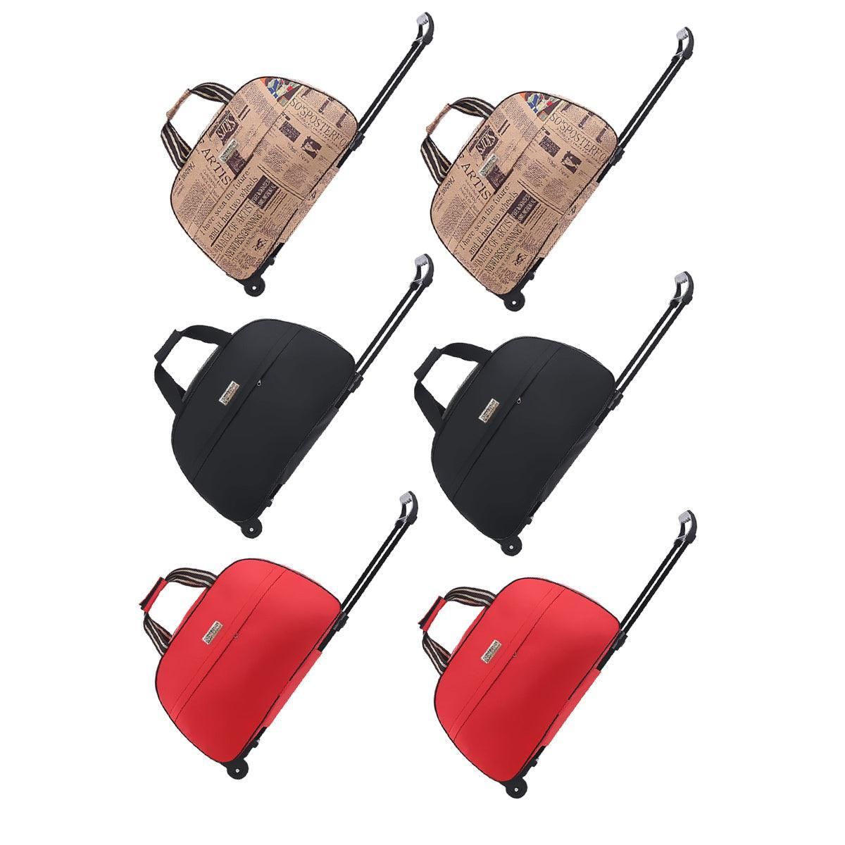Wheeled Travel Duffle Trolley Bag Carry On Rolling Luggage Suitcase Tote Durable - Red-24in