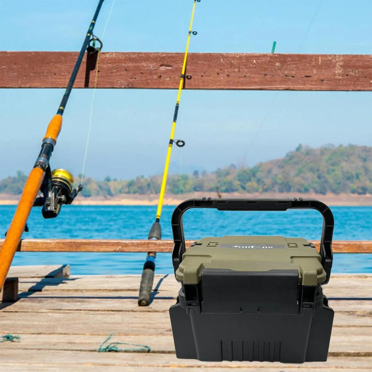 Multifunctional Fishing Tackle Box Portable Gear Storage Case Organizer Tool Box - Green