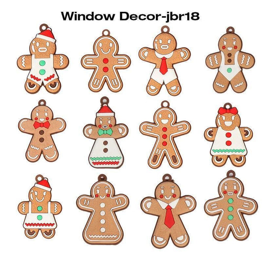 12X Gingerbread Man Xmas Tree Ornament Gift Party Hanging Pendants Window Decor - Window Decor-jbr18