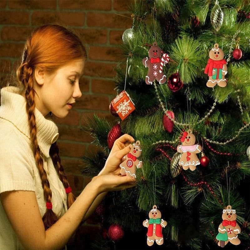 12X Gingerbread Man Xmas Tree Ornament Gift Party Hanging Pendants Window Decor - Window Decor-jbr18