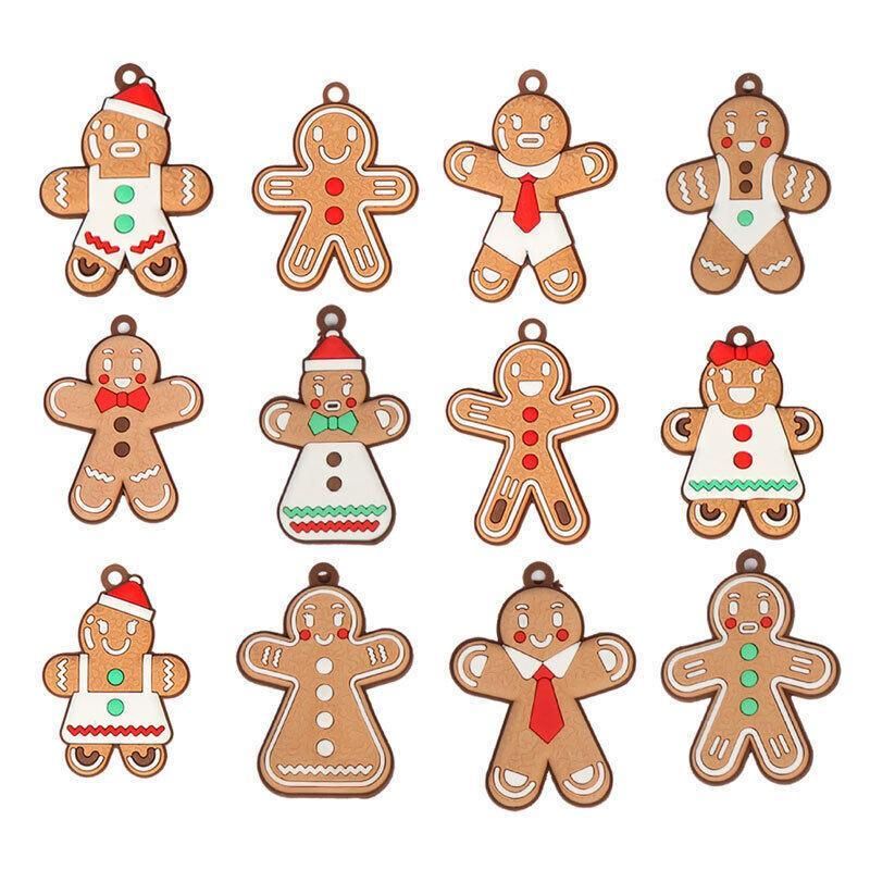 12X Gingerbread Man Xmas Tree Ornament Gift Party Hanging Pendants Window Decor - Window Decor-jbr7