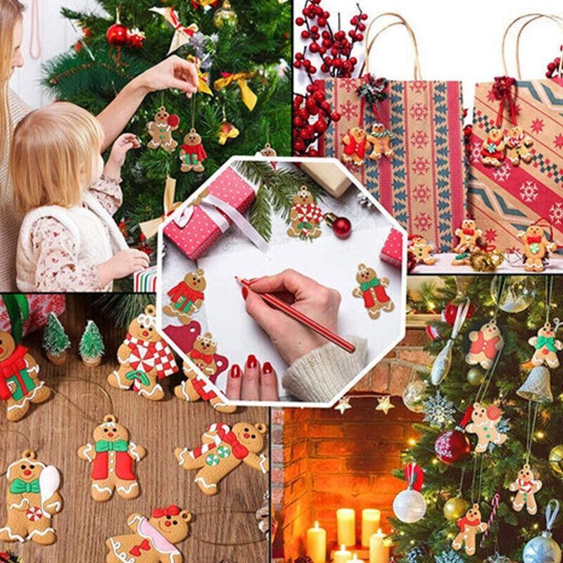12X Gingerbread Man Xmas Tree Ornament Gift Party Hanging Pendants Window Decor - Window Decor-jbr7