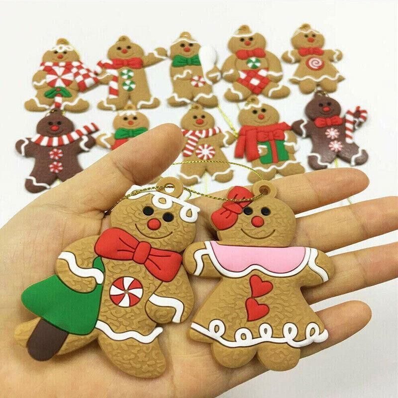 12X Gingerbread Man Xmas Tree Ornament Gift Party Hanging Pendants Window Decor - Window Decor-jbr7
