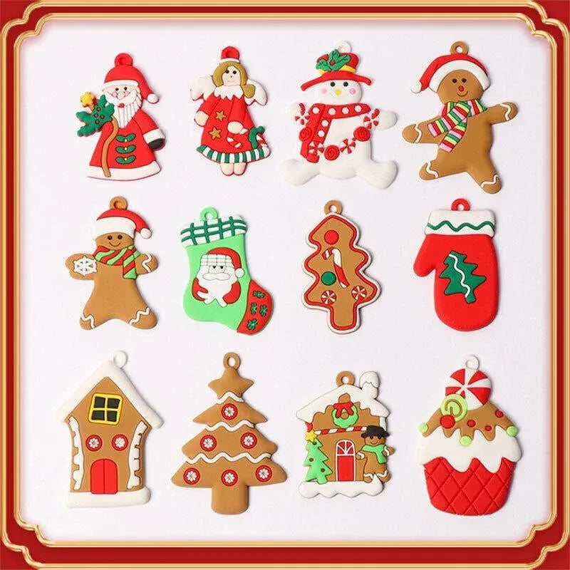 12X Gingerbread Man Xmas Tree Ornament Gift Party Hanging Pendants Window Decor - Window Decor-jbr7