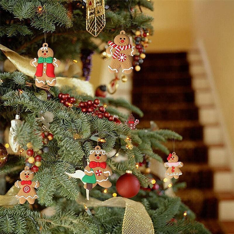 12X Gingerbread Man Xmas Tree Ornament Gift Party Hanging Pendants Window Decor - Window Decor-jbr snowflake